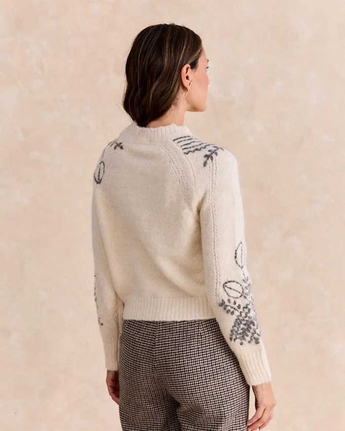 Polin Et Moi Sweater Lara Embroidery Raw Women Knitted Polin Et Moi Sweater Lara Embroidery Raw Women Knitted