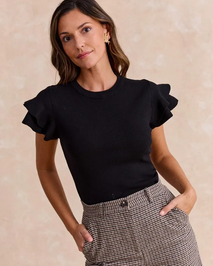 Polin Et Moi Top Knitted Mirela Black Women TShirts And Tops