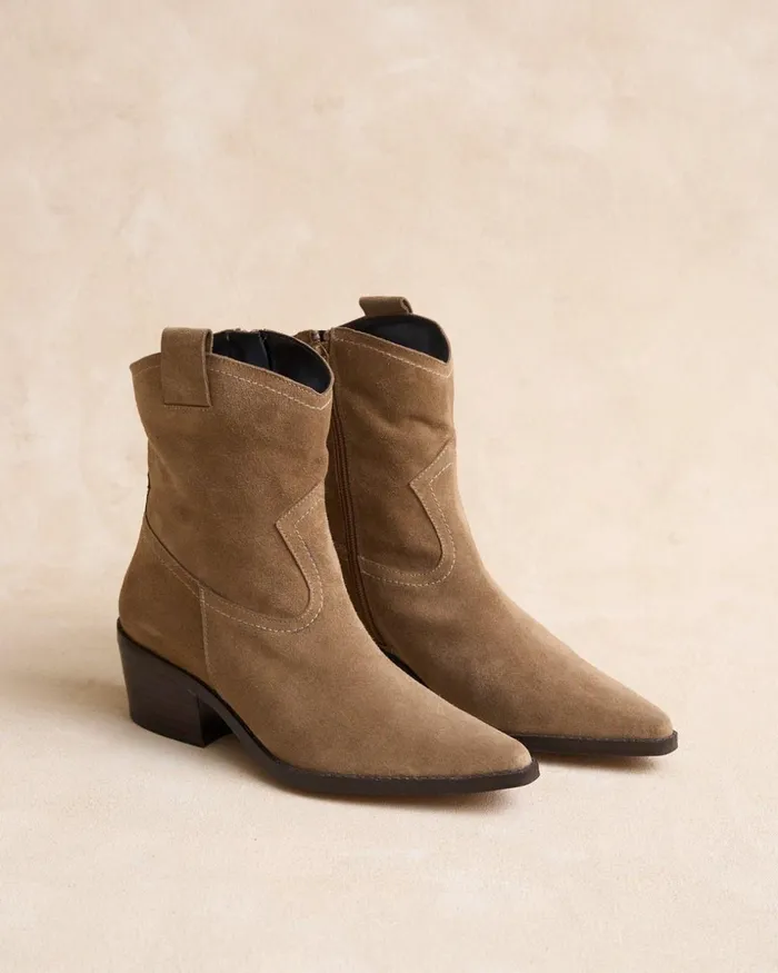 Polin Et Moi Torupa Heel Ankle Boots Beige Women Ankle Boots
