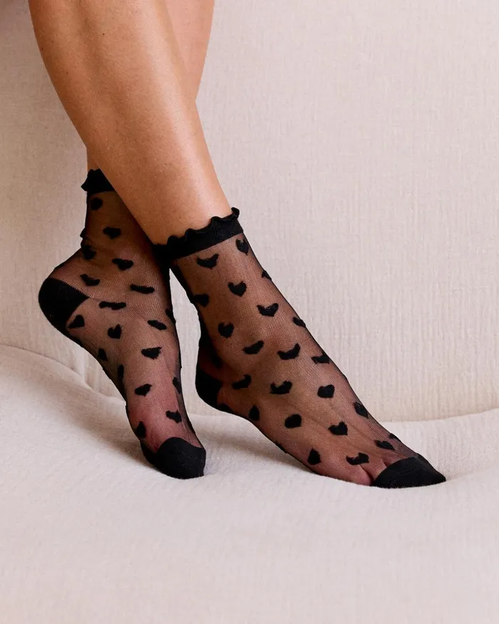 Polin Et Moi Tula Heart Socks Black Women Socks