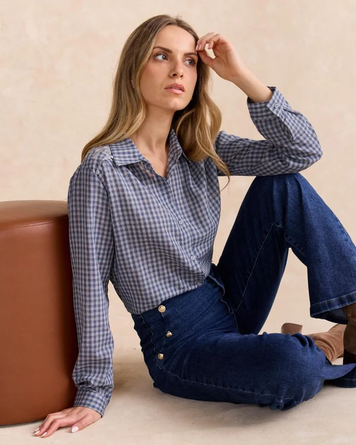 Polin Et Moi Vichy Eda Shirt Denim Women Blouses And Shirts Polin Et Moi Vichy Eda Shirt Denim Women Blouses And Shirts