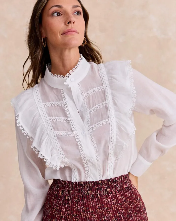 Polin Et Moi White Lydia Shirt White Women Blouses And Shirts Polin Et Moi White Lydia Shirt White Women Blouses And Shirts