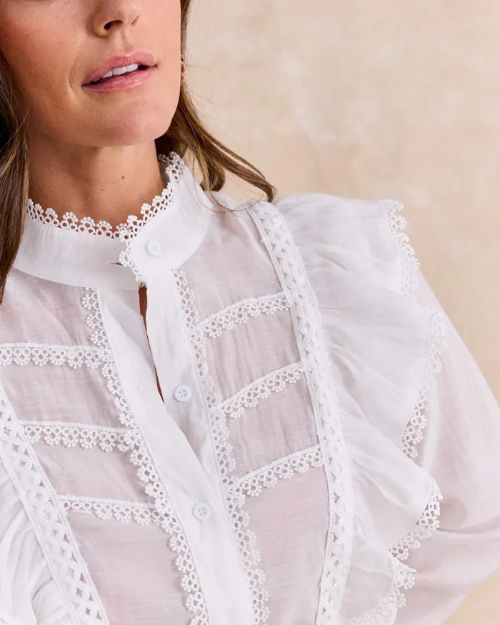 Polin Et Moi White Lydia Shirt White Women Blouses And Shirts Polin Et Moi White Lydia Shirt White Women Blouses And Shirts