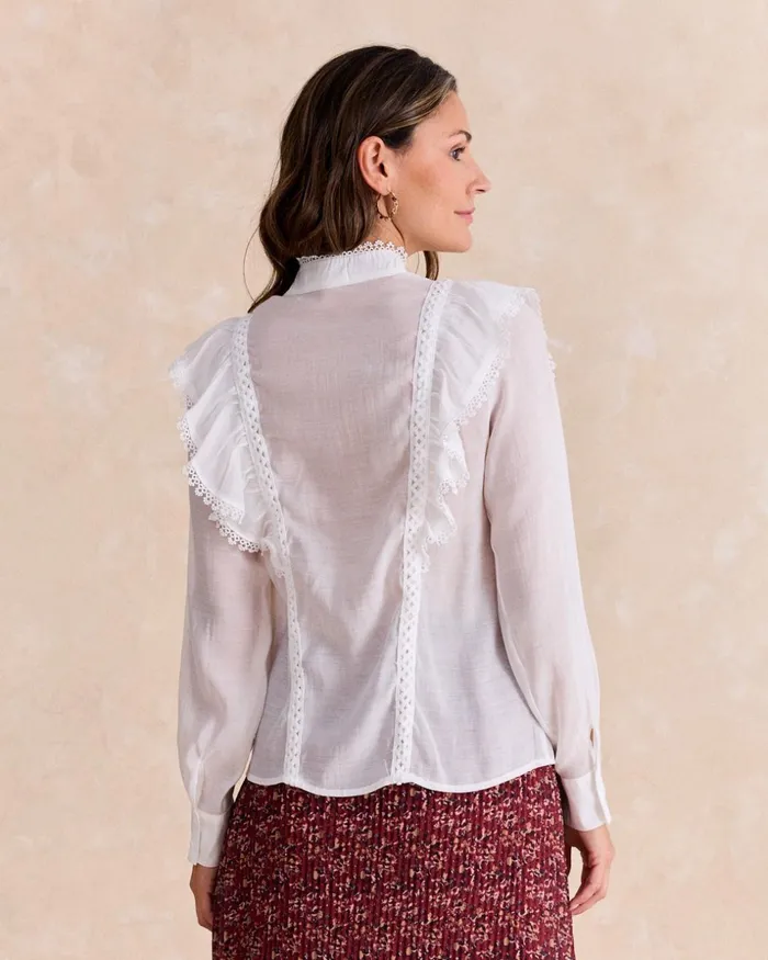 Polin Et Moi White Lydia Shirt White Women Blouses And Shirts Polin Et Moi White Lydia Shirt White Women Blouses And Shirts