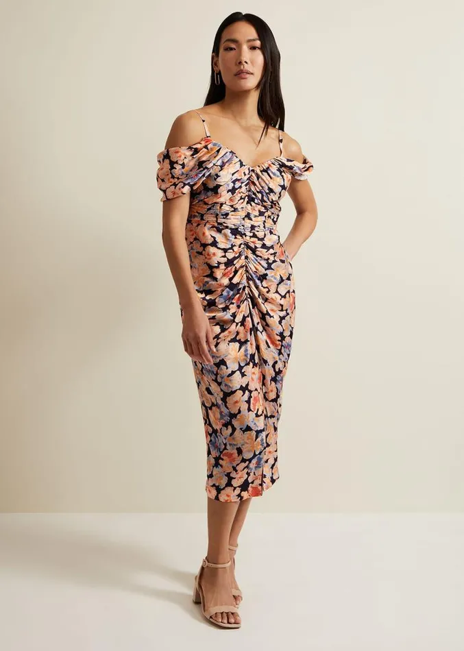 Prudence Cold Shoulder Midi Dress Multicoloured Women Phase Eight Dresses
