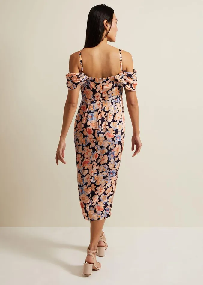Prudence Cold Shoulder Midi Dress Multicoloured Women Phase Eight Dresses