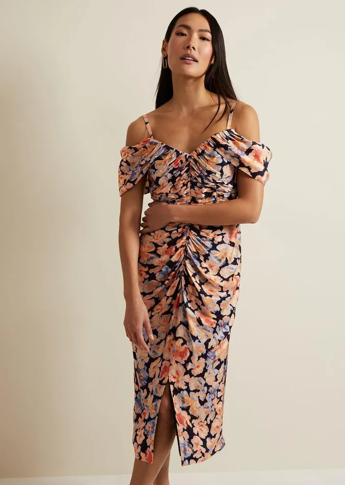 Prudence Cold Shoulder Midi Dress Multicoloured Women Phase Eight Dresses