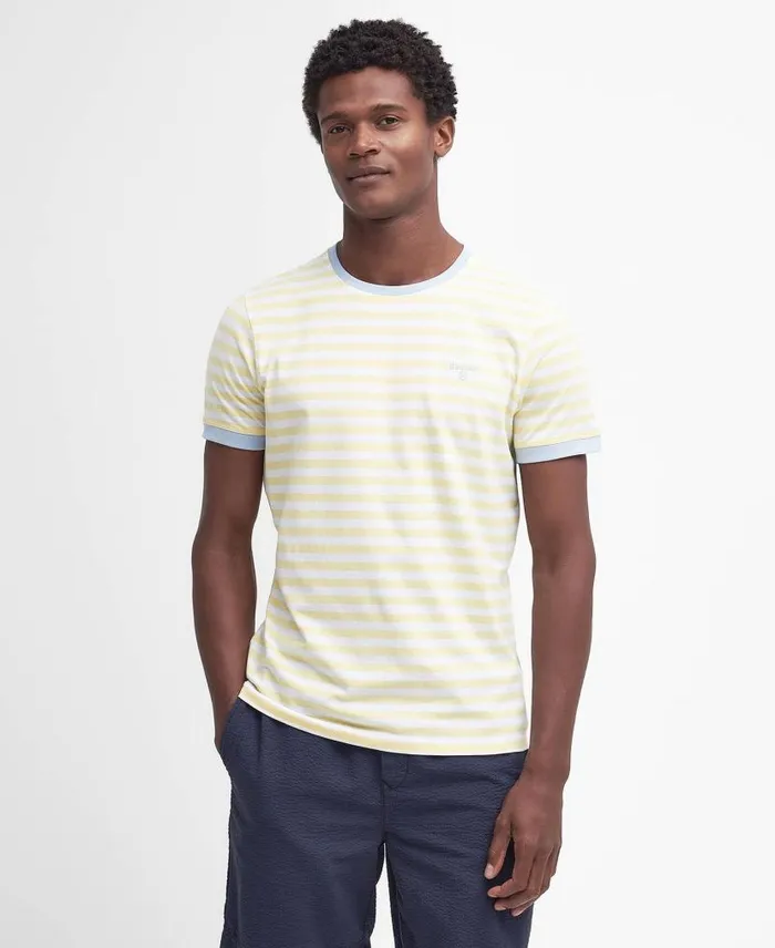Quay Striped TShirt Heritage Lemon Men Barbour TShirts