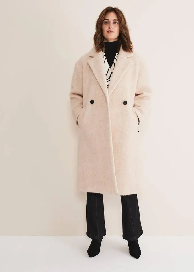 Quinn Textured Cocoon Coat Warm White Women Phase Eight Coats