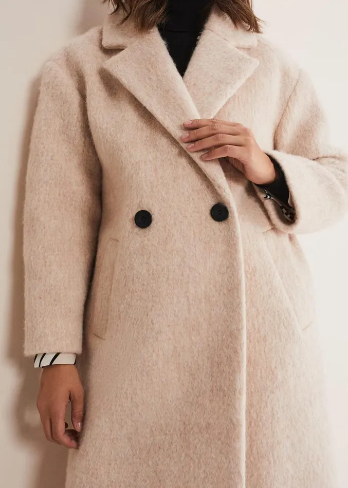 Quinn Textured Cocoon Coat Warm White Women Phase Eight Coats