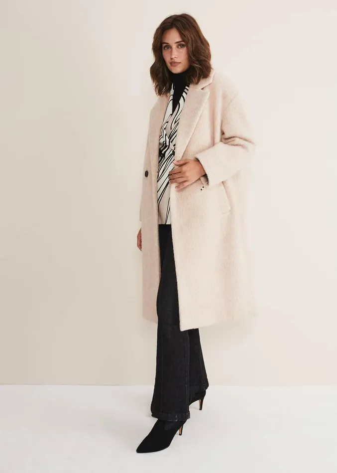 Quinn Textured Cocoon Coat Warm White Women Phase Eight Coats