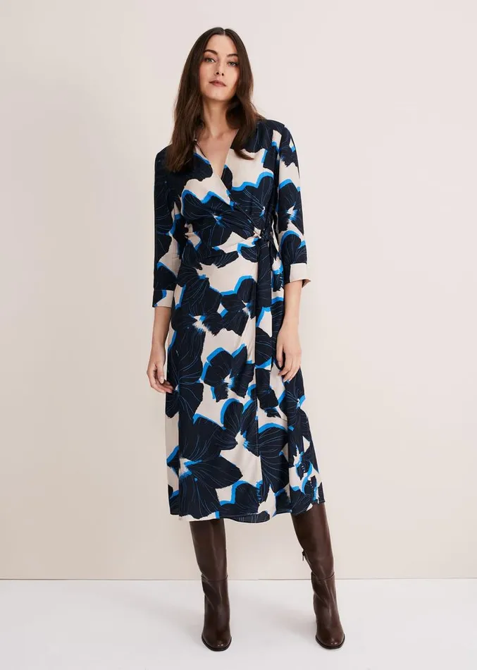 Rae Floral Wrap Dress Bluecamelpink Women Phase Eight Dresses