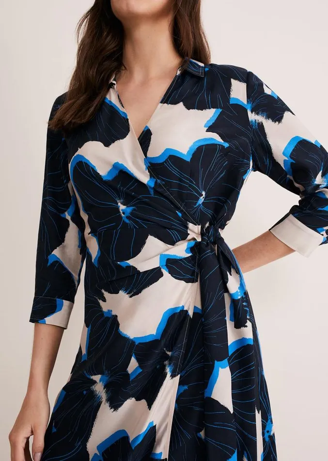 Rae Floral Wrap Dress Bluecamelpink Women Phase Eight Dresses