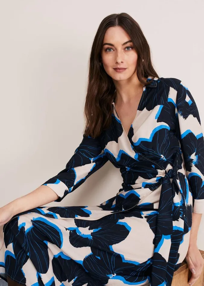 Rae Floral Wrap Dress Bluecamelpink Women Phase Eight Dresses