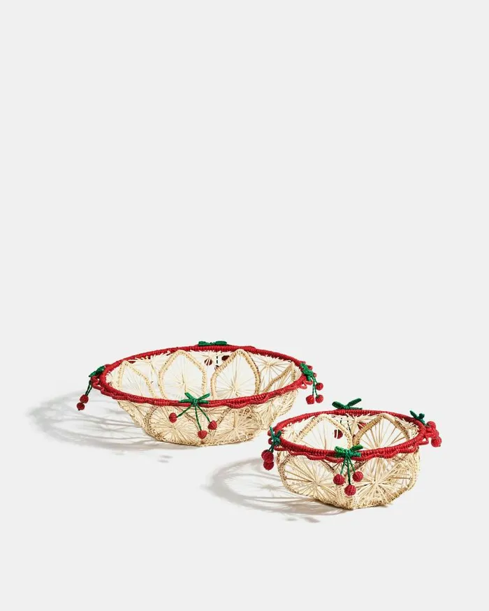 Rafia Basket Small Red Women Aquazzura Table Decor Rafia Basket Small Red Women Aquazzura Table Decor