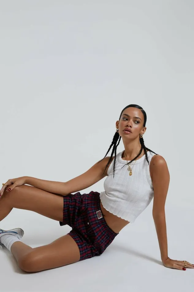 Red Tartan Boxer Short Red Women Jaded London Shorts and Jorts Red Tartan Boxer Short Red Women Jaded London Shorts and Jorts