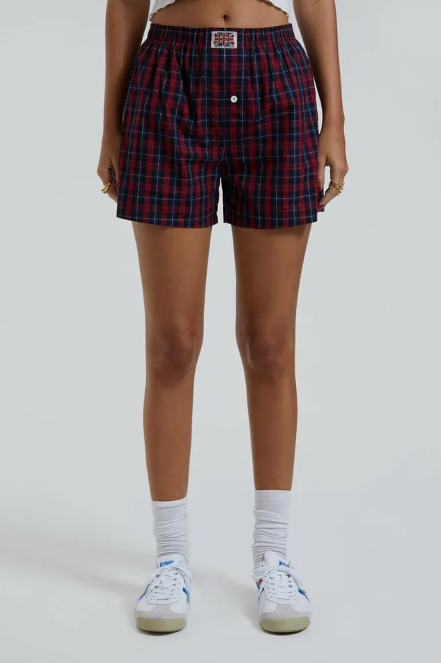 Red Tartan Boxer Short Red Women Jaded London Shorts and Jorts Red Tartan Boxer Short Red Women Jaded London Shorts and Jorts