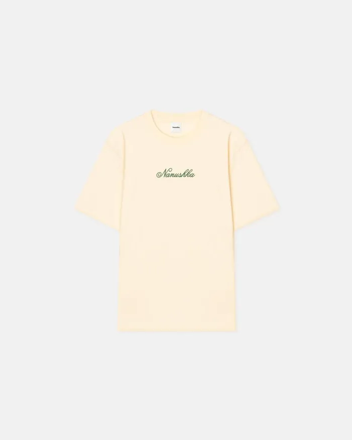 Reece Embroidered CottonJersey TShirt CremeGreen MenWomen Nanushka Tops