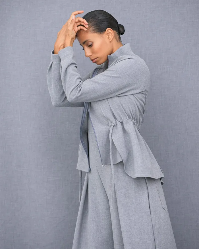 Repetto Womens Jackets Fitted Jacket Textured Light Grey