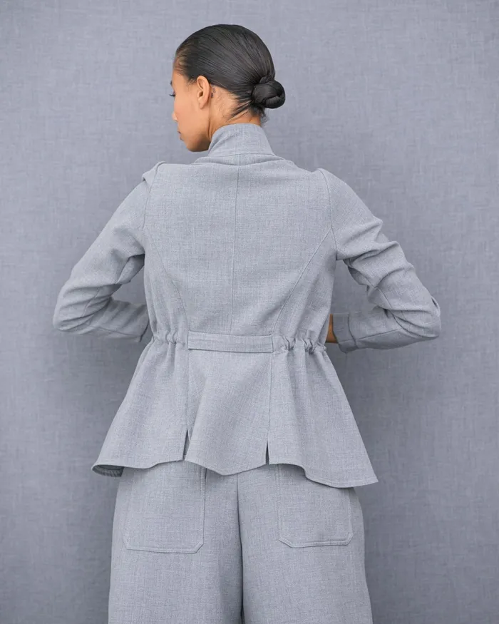 Repetto Womens Jackets Fitted Jacket Textured Light Grey