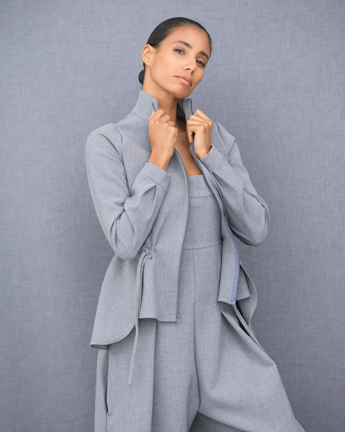 Repetto Womens Jackets Fitted Jacket Textured Light Grey