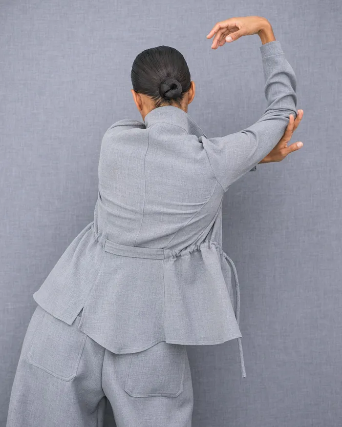 Repetto Womens Jackets Fitted Jacket Textured Light Grey
