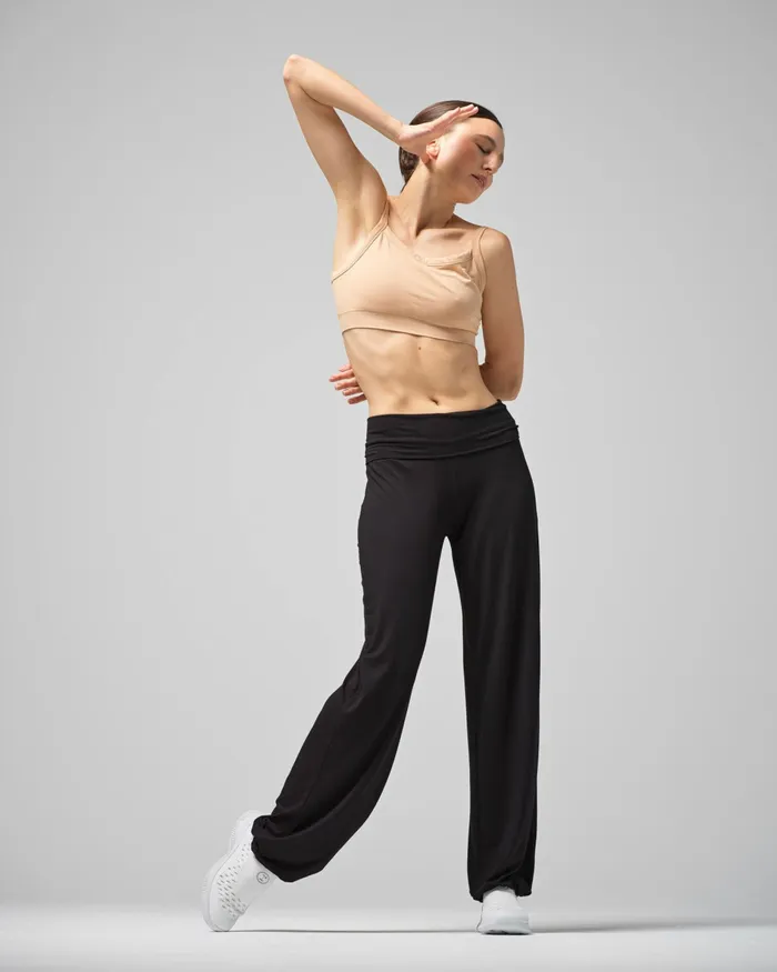 Repetto Womens Jazz Viscose Jazz Pants With Fold Over Waistband Black Gift Ideas