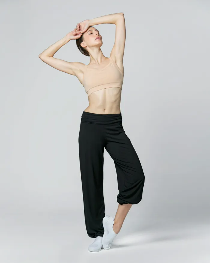 Repetto Womens Jazz Viscose Jazz Pants With Fold Over Waistband Black Gift Ideas