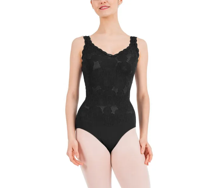 Repetto Womens Leotards and Tunics Thin Straps Lace Leotard Black