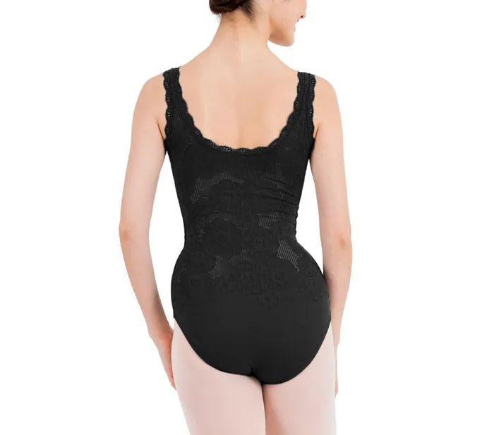 Repetto Womens Leotards and Tunics Thin Straps Lace Leotard Black