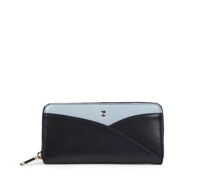 Repetto Womens Small Leather Goods Zippered Wallet Navy Blue On Sale