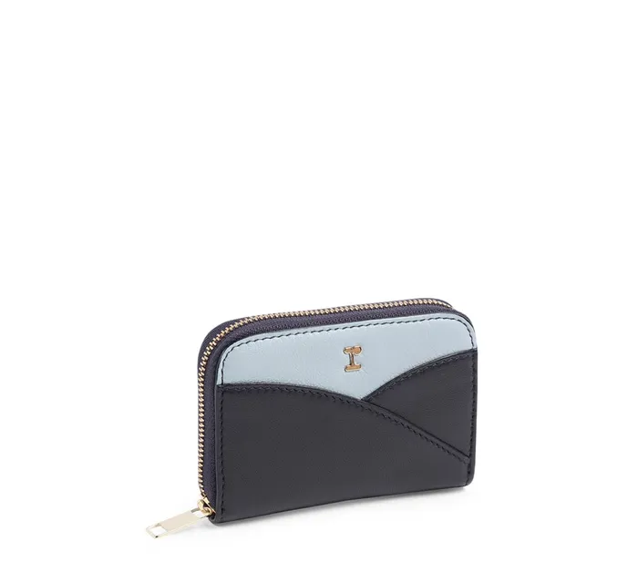 Repetto Womens Small Leather Goods Zippered Wallet Navy Blue On Sale