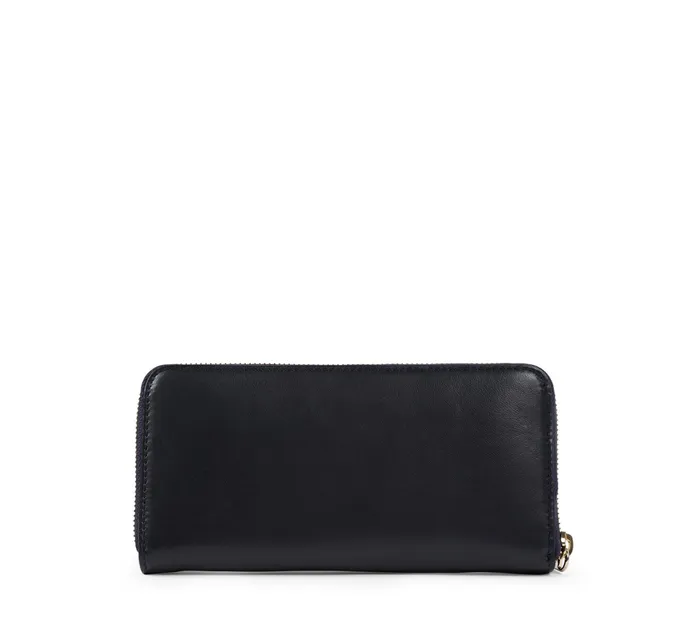 Repetto Womens Small Leather Goods Zippered Wallet Navy Blue On Sale
