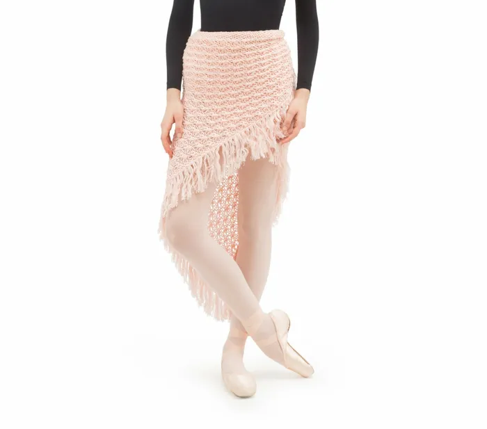 Repetto Womens WarmUp Knit Shawl With Fringes Petal Pink