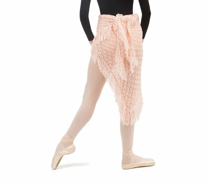Repetto Womens WarmUp Knit Shawl With Fringes Petal Pink