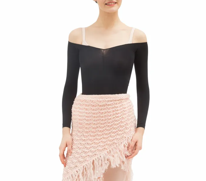 Repetto Womens WarmUp Knit Shawl With Fringes Petal Pink