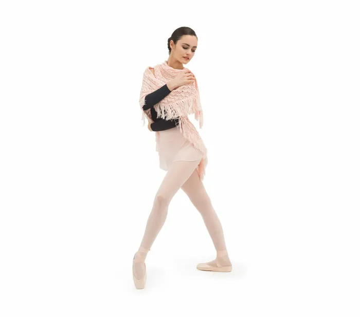 Repetto Womens WarmUp Knit Shawl With Fringes Petal Pink