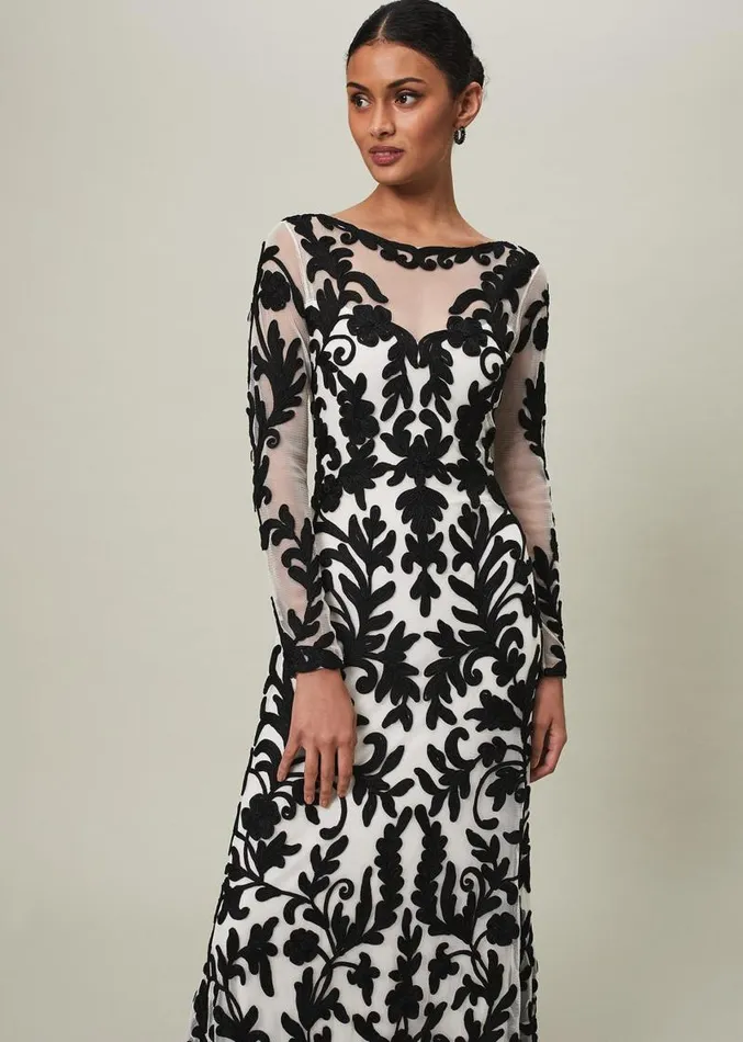 Ria Tapework Dress Blackwhite Women Phase Eight Dresses