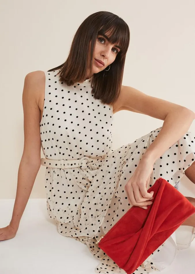 Rita Polka Dot Ruffle Midi Dress Blackwhite Women Phase Eight Dresses