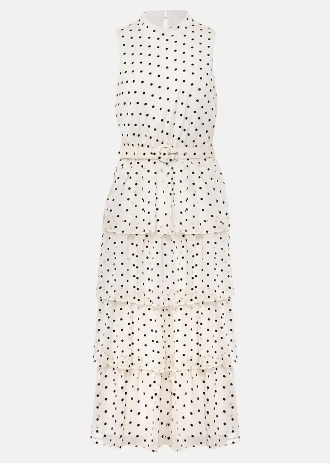 Rita Polka Dot Ruffle Midi Dress Blackwhite Women Phase Eight Dresses