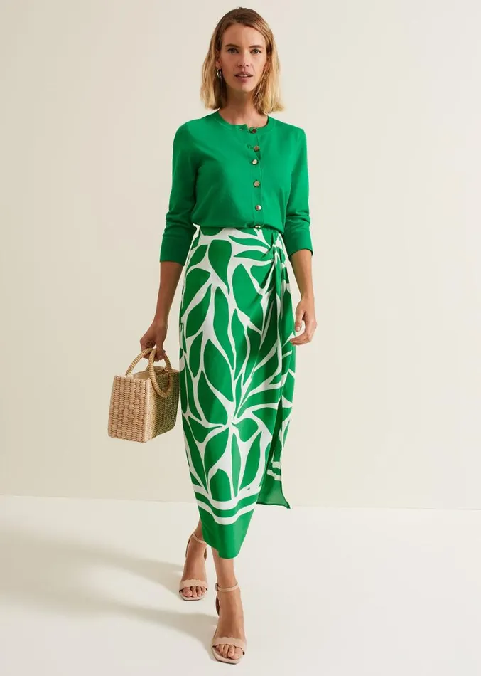 Robin Button Through Cardigan Green Women Phase Eight Knitwear