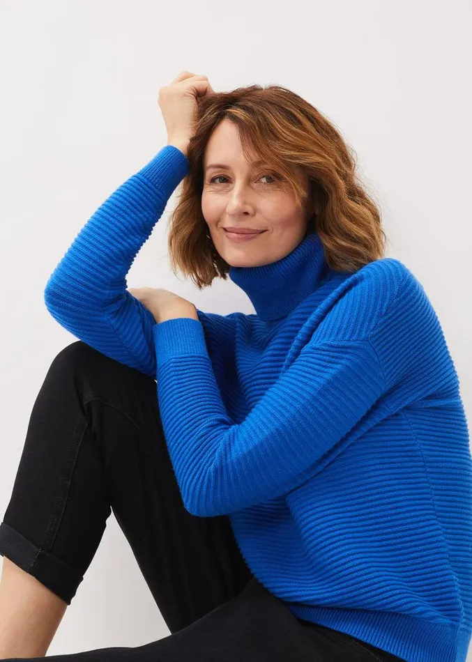 Rocco Ribbed Roll Neck Jumper Sky Blue Women Phase Eight Knitwear