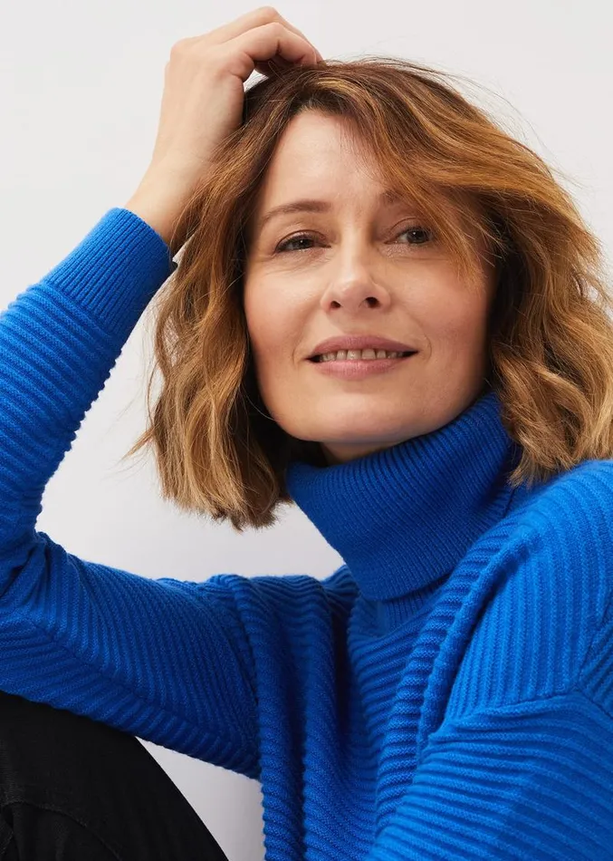 Rocco Ribbed Roll Neck Jumper Sky Blue Women Phase Eight Knitwear