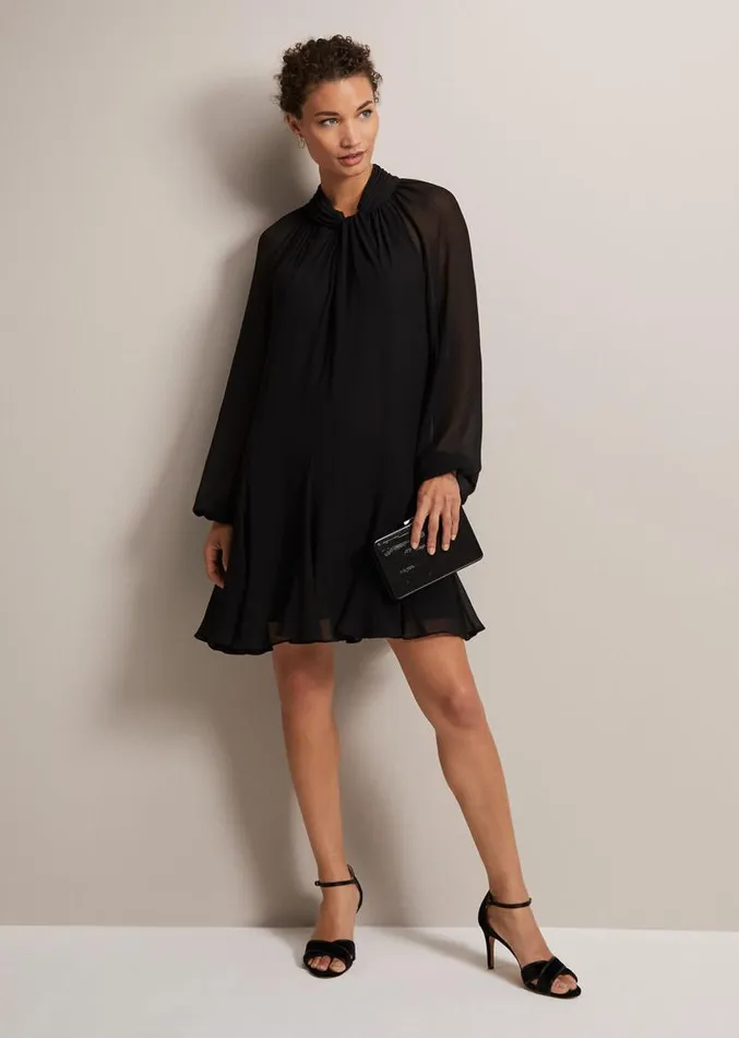Romanna Black Swing Mini Dress Black Women Phase Eight Dresses