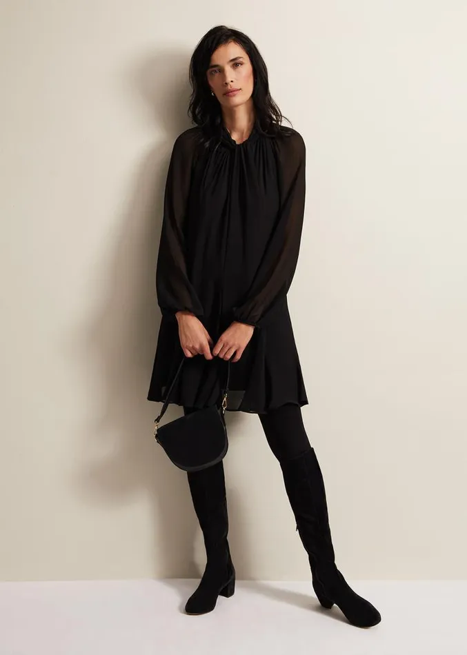 Romanna Black Swing Mini Dress Black Women Phase Eight Dresses