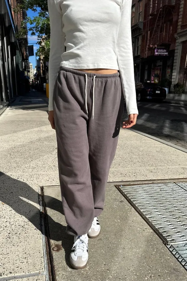 Rosa Tie Sweatpants Dark Grey Women Brandy Melville Sweatpants and Sweatshirts