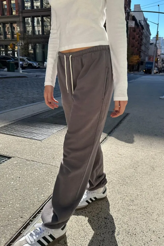 Rosa Tie Sweatpants Dark Grey Women Brandy Melville Sweatpants and Sweatshirts