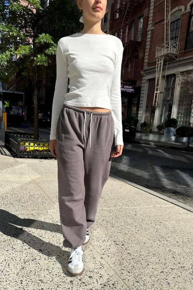 Rosa Tie Sweatpants Dark Grey Women Brandy Melville Sweatpants and Sweatshirts