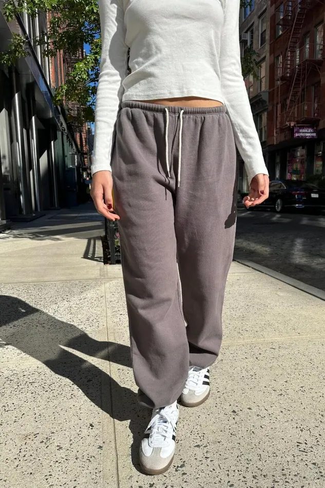 Rosa Tie Sweatpants Dark Grey Women Brandy Melville Sweatpants and Sweatshirts