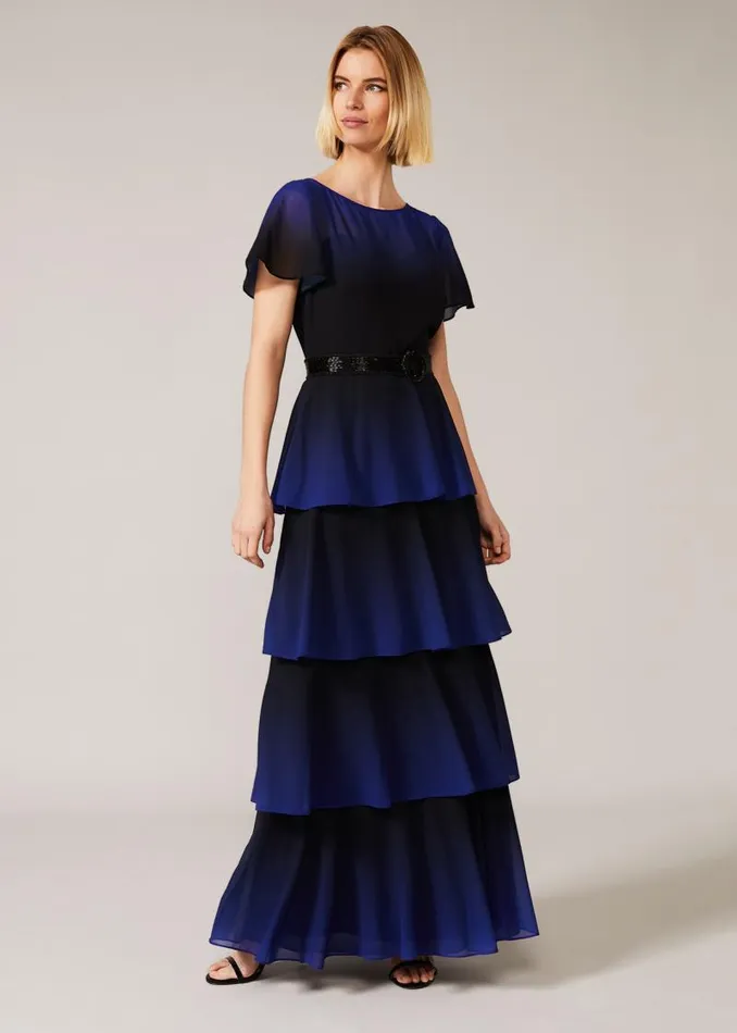 Rosalie Dipdye Tiered Dress Blackcobalt Women Phase Eight Dresses